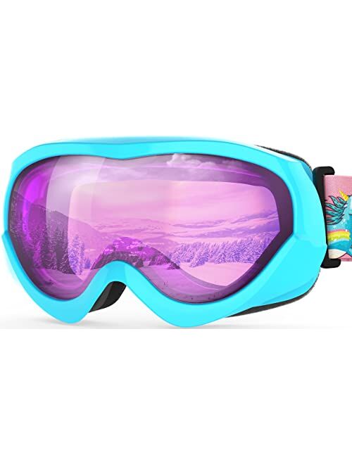 OutdoorMaster Kids Ski Goggles - Helmet Compatible Snow Goggles for Boys & Girls with 100% UV Protection