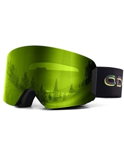 Odoland Kids Ski Snowboard Goggles, Anti-Fog OTG Cylindrical Snow Goggles for Youth Boys & Girls Snow Skiing