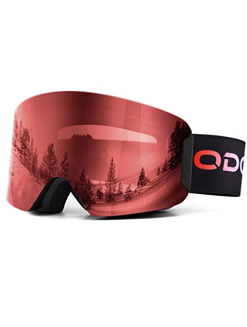 Odoland Kids Ski Snowboard Goggles, Anti-Fog OTG Cylindrical Snow Goggles for Youth Boys & Girls Snow Skiing