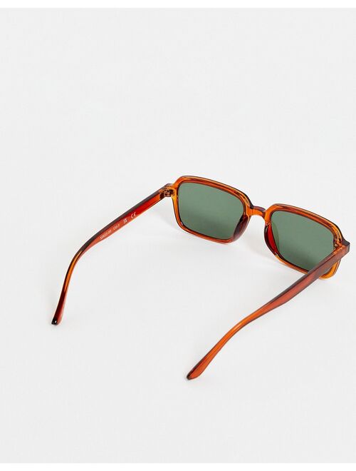 Selected Homme rectangle sunglasses in tan with black lens