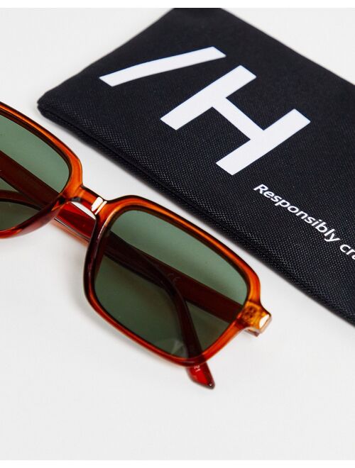 Selected Homme rectangle sunglasses in tan with black lens