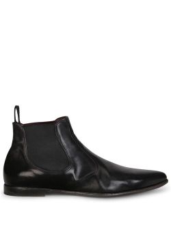 slip-on calf leather boots