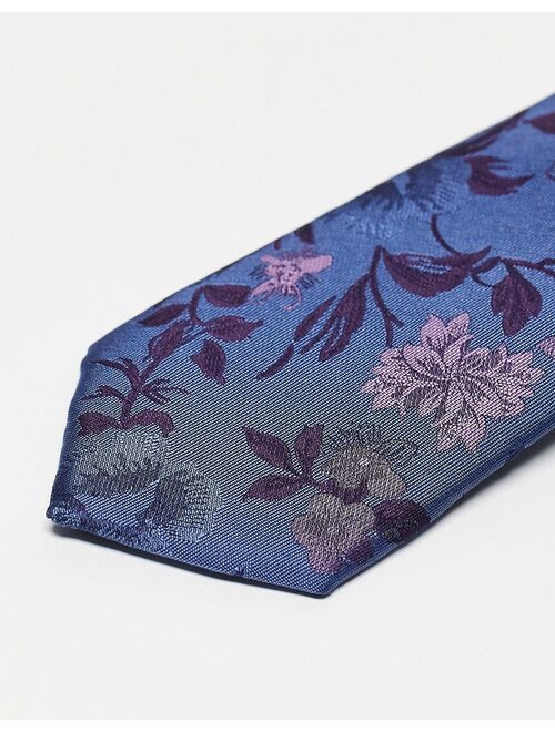 Twisted Tailor tie in navy with tonal floral pattern