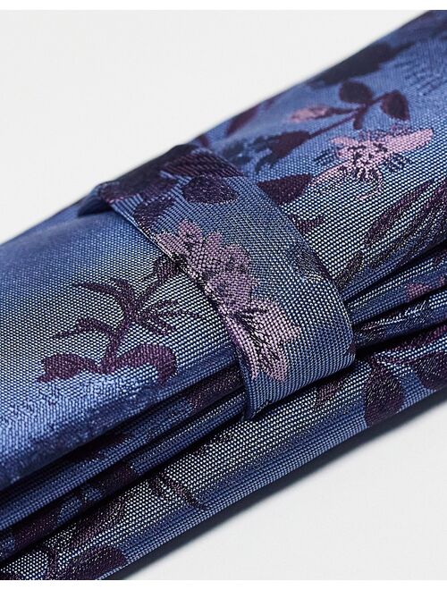 Twisted Tailor tie in navy with tonal floral pattern