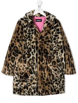 Kids Leopard-print faux-fur coat