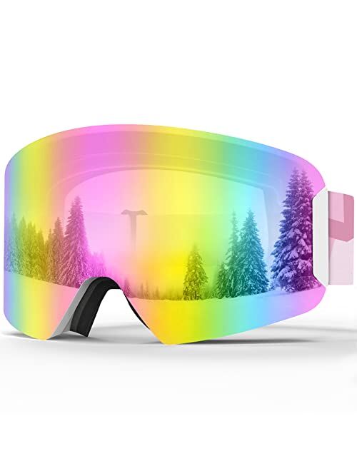 findway Kids Ski Goggles for Boys Girls Youth-OTG Anti-Fog Over Glasses Kids Snow/Snowboard Goggles