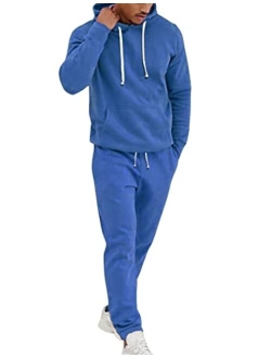 Mens Tracksuits 2 Piece Hooded Athletic Sweatsuits Casual Lined Fleece Pullover Jogging Suit Sets