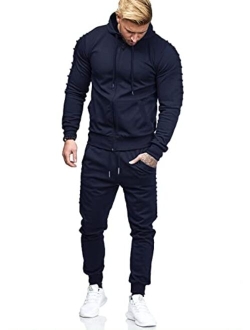 Men's Tracksuits 2 Piece Full Zip Hooded Sweatsuits Athletic Jogging Suit Sets with Pockets