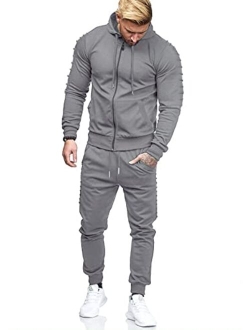 Men's Tracksuits 2 Piece Full Zip Hooded Sweatsuits Athletic Jogging Suit Sets with Pockets