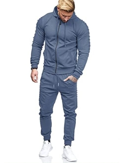 Men's Tracksuits 2 Piece Full Zip Hooded Sweatsuits Athletic Jogging Suit Sets with Pockets
