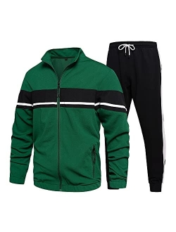 Lbl Leading The Better Life LBL Men's Sweat Suit 2 Piece Outfit Casual Contrast Sports Jogging Tracksuits Set