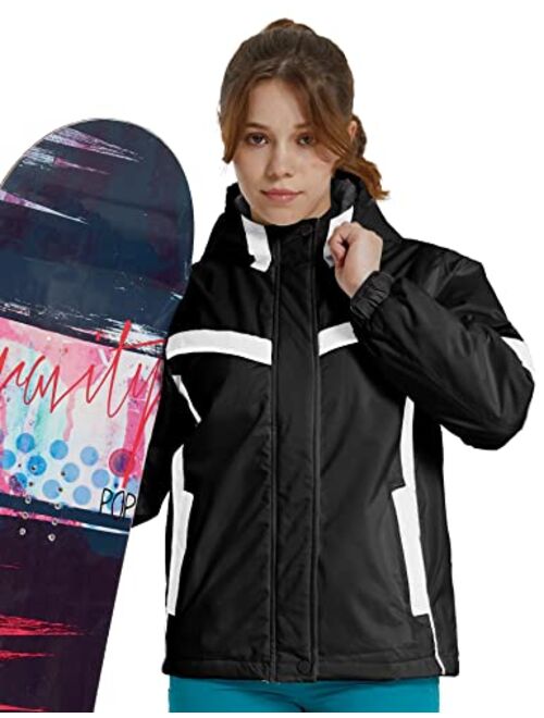 Wantdo Girl's Waterproof Ski Jacket Windproof Snowboard Jackets Insulated Winter Coats Hooded Fleece Parka