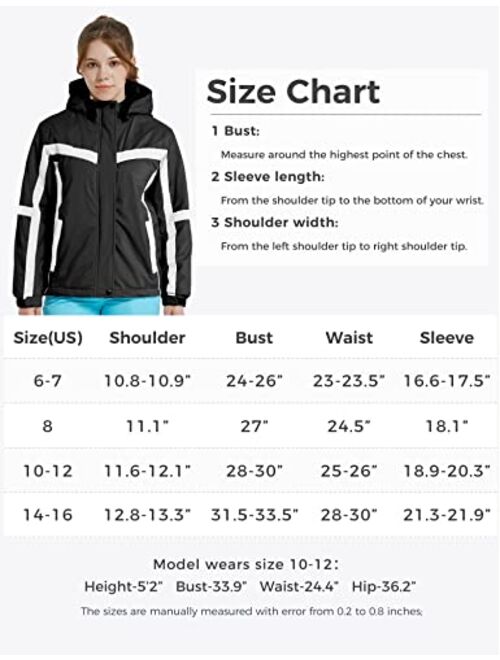 Wantdo Girl's Waterproof Ski Jacket Windproof Snowboard Jackets Insulated Winter Coats Hooded Fleece Parka