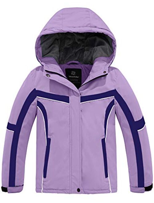 Wantdo Girl's Waterproof Ski Jacket Windproof Snowboard Jackets Insulated Winter Coats Hooded Fleece Parka