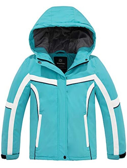 Wantdo Girl's Waterproof Ski Jacket Windproof Snowboard Jackets Insulated Winter Coats Hooded Fleece Parka