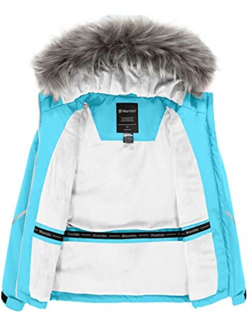 Wantdo Girl's Warm Snowboarding Jackets Waterproof Ski Jacket Fleece Winter Snow Coat Windproof Raincoats