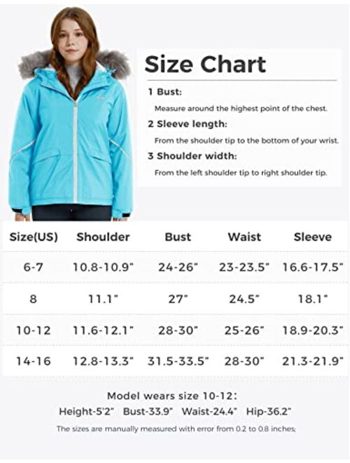 Wantdo Girl's Warm Snowboarding Jackets Waterproof Ski Jacket Fleece Winter Snow Coat Windproof Raincoats