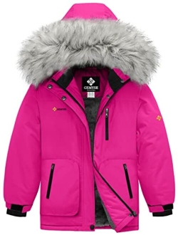 GEMYSE Girl's Winter Waterproof Ski Snow Jacket Hooded Fleece Lined Windproof Coat