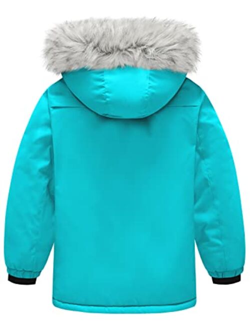 GEMYSE Girl's Winter Waterproof Ski Snow Jacket Hooded Fleece Lined Windproof Coat