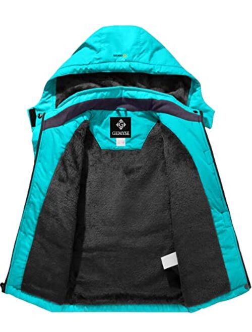 GEMYSE Girl's Winter Waterproof Ski Snow Jacket Fleece Lined Windproof Snowboarding Coat