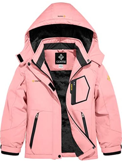 GEMYSE Girl's Winter Waterproof Ski Snow Jacket Fleece Lined Windproof Snowboarding Coat