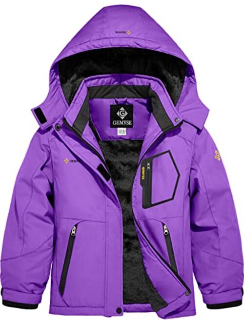 GEMYSE Girl's Winter Waterproof Ski Snow Jacket Fleece Lined Windproof Snowboarding Coat