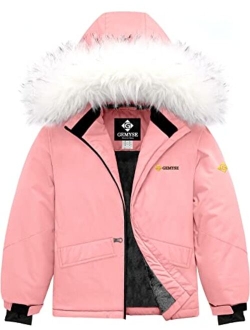 GEMYSE Girl's Winter Waterproof Ski Snow Jacket Hooded Fleece Windproof Snowboarding Coat