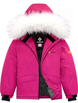 GEMYSE Girl's Winter Waterproof Ski Snow Jacket Hooded Fleece Windproof Snowboarding Coat