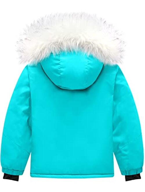 GEMYSE Girl's Winter Waterproof Ski Snow Jacket Hooded Fleece Windproof Snowboarding Coat