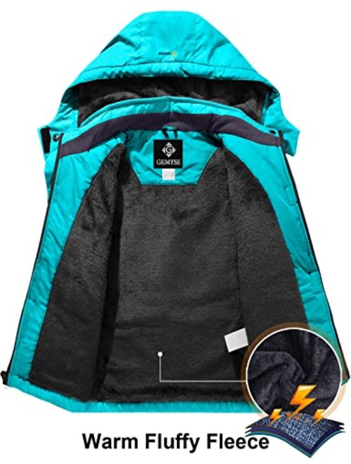 GEMYSE Girl's Winter Waterproof Ski Snow Jacket Hooded Windproof Jacket