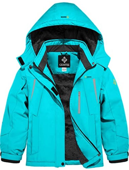 GEMYSE Girl's Winter Waterproof Ski Snow Jacket Hooded Windproof Jacket