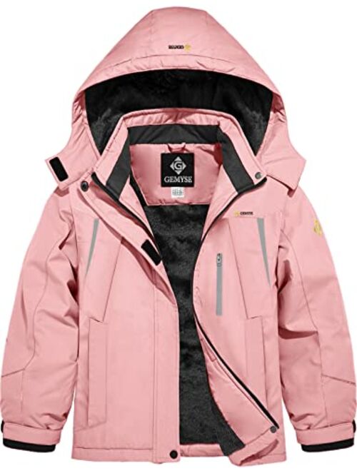 GEMYSE Girl's Winter Waterproof Ski Snow Jacket Hooded Windproof Jacket