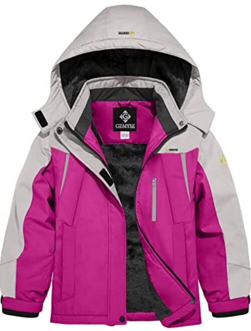 GEMYSE Girl's Winter Waterproof Ski Snow Jacket Hooded Windproof Jacket