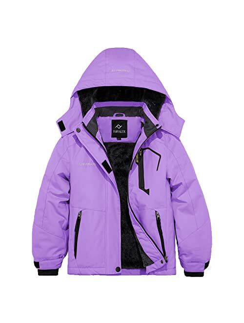 FARVALUE Girls Waterproof Skiing Jacket Windproof Winter Coat Warm Snow Coat with Removable Hood