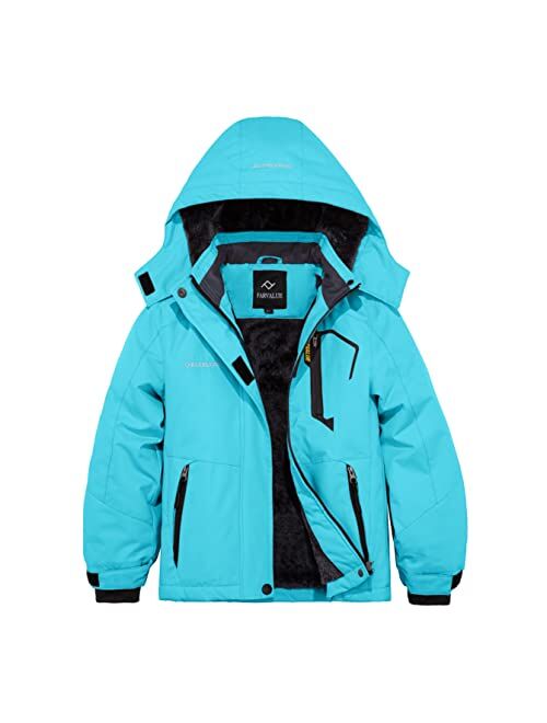 FARVALUE Girls Waterproof Skiing Jacket Windproof Winter Coat Warm Snow Coat with Removable Hood