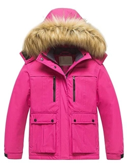 Pursky Girl's Waterproof Ski Jacket Kids Winter Snow Coats Fleece Raincoat Parka