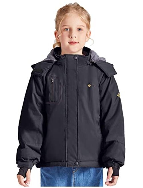 GEMYSE Girl's Waterproof Ski Snow Jacket Fleece Windproof Winter Jacket with Hood