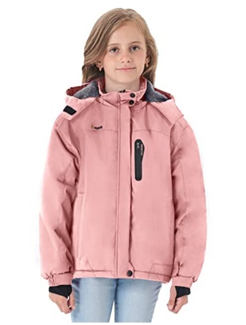 GEMYSE Girl's Waterproof Ski Snow Jacket Hooded Fleece Lined Windproof Winter Jacket