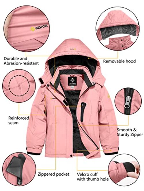 GEMYSE Girl's Waterproof Ski Snow Jacket Hooded Fleece Lined Windproof Winter Jacket