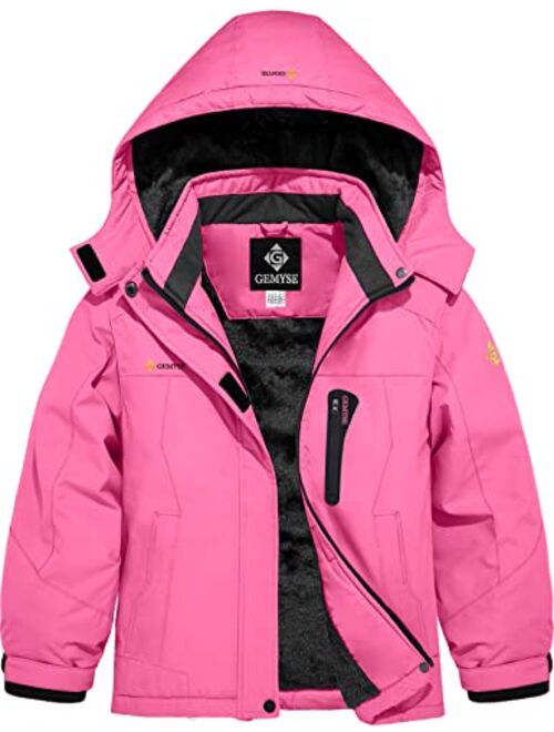 GEMYSE Girl's Waterproof Ski Snow Jacket Hooded Fleece Lined Windproof Winter Jacket