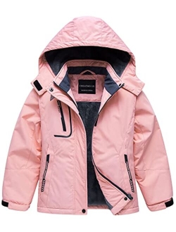 CREATMO US Girl's Waterproof Ski Jacket Warm Winter Fleece Snow Coat Windproof Snowboarding Rain Jacket