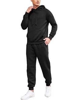 Men's Tracksuit 2 Piece Waffle Hoodie Sweatsuits Sets Athletic Jogging Suits with Pocket