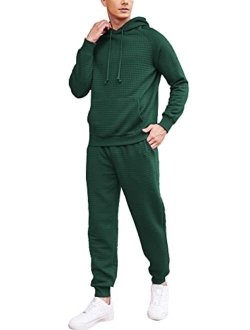 Men's Tracksuit 2 Piece Waffle Hoodie Sweatsuits Sets Athletic Jogging Suits with Pocket