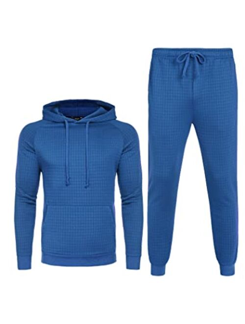 COOFANDY Men's Tracksuit 2 Piece Waffle Hoodie Sweatsuits Sets Athletic Jogging Suits with Pocket