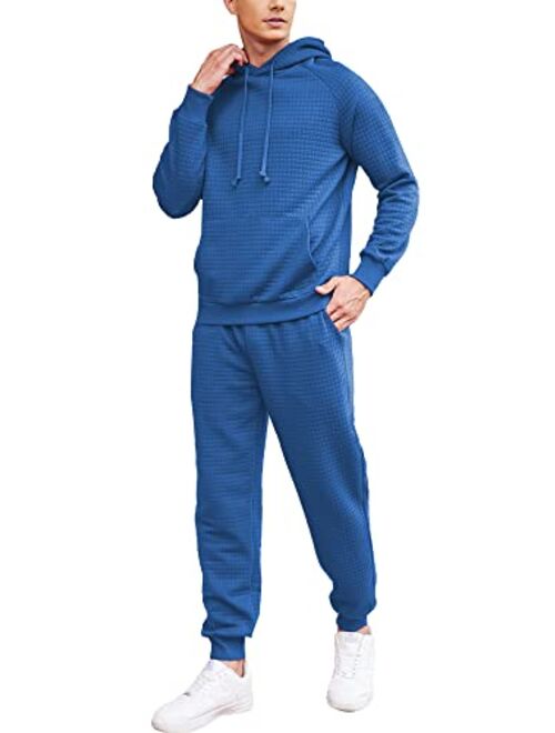 COOFANDY Men's Tracksuit 2 Piece Waffle Hoodie Sweatsuits Sets Athletic Jogging Suits with Pocket