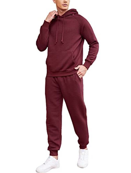 COOFANDY Men's Tracksuit 2 Piece Waffle Hoodie Sweatsuits Sets Athletic Jogging Suits with Pocket