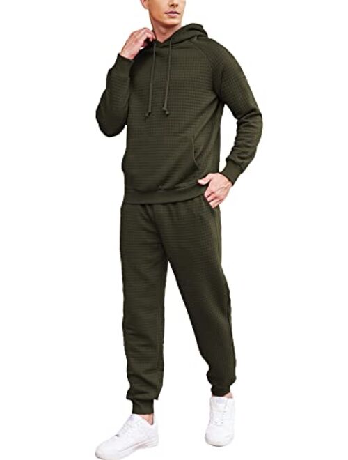 COOFANDY Men's Tracksuit 2 Piece Waffle Hoodie Sweatsuits Sets Athletic Jogging Suits with Pocket