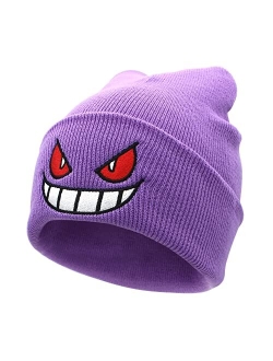 Ohjijinn Anime Beanie Knit Hats, Funny Beanie Hat Winter Skiing Slouchy Warm Cap, Soft Headwear for Men Women