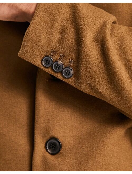 Jack & Jones Premium wool overcoat in brown