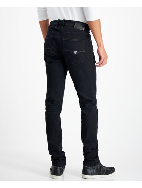 GUESS Men's Skinny-Fit Solid Black Wash Mid-Rise Jeans